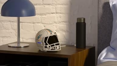 NFL Echo Dot Bundle: Includes Echo Dot | Glacier White and Limited-Edition NFL Helmet Stand | Miami Dolphins - Image 2