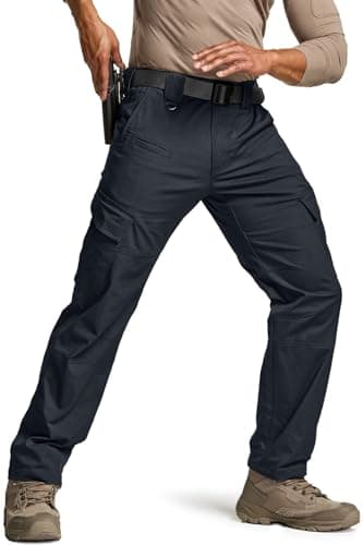 CQR Men's Flex Ripstop Tactical Pants, Water Resistant Stretch Cargo Pants, Lightweight EDC Hiking Work Pants, Dura Flex Operator Navy, 28W x 30L - Image 1