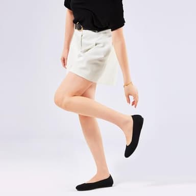 Frank Mully Women's Knit Ballet Flat Round Toe Flat Shoes Slip On Classic Low Wedge Ballerina Shoes Black, 8 - Image 3