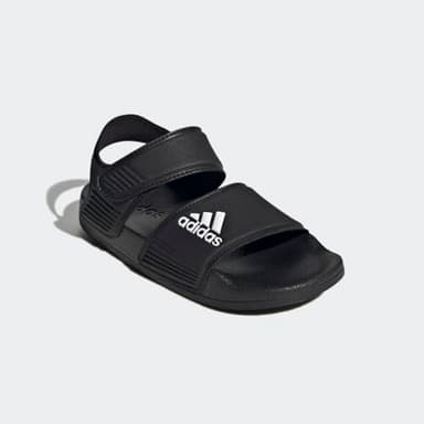 adidas Adilette Aqua Slides Water Shoe, Core Black/White/Core Black, 13 US Unisex Little Kid - Image 5