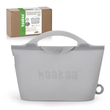 Haakaa Silicone Microwave Steamer & Steriliser Bag, 70oz/2000ml Large Capacity Reusable Steaming Bags for Baby Bottles, Breast Pump, Accessories, Pacifiers,Teethers, Great for Home&On The Go, Grey/1PC - Image 1
