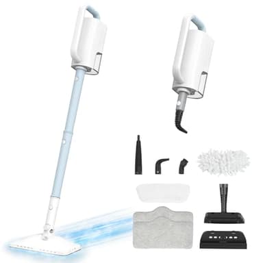 Steam Mop Cleaner, 7 in 1 Rotated Steam Cleaner for Home, Adjustable 2 Modes Steam Mop with 23FT Power Cable and 400ML Removable Tank, Hard Floor, Laminate Floor, Tiles Cleaning (Emerald Blue) - Image 1