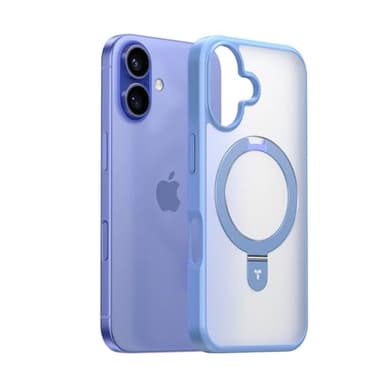 TORRAS Magnetic for iPhone 16 Case with Stand, Built-in Stand Compatible with MagSafe, 3X Military-Grade Protection, Translucent Slim Phone Case for iPhone 16 6.1'', Matte Blue - Image 9