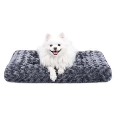 KSIIA Washable Dog Bed Deluxe Plush Dog Crate Beds Comfy Kennel Pad Anti-Slip Pet Sleeping Mat for Large, Jumbo, Medium, Small Dogs Breeds, 23" x 18", Dark Grey - Image 1