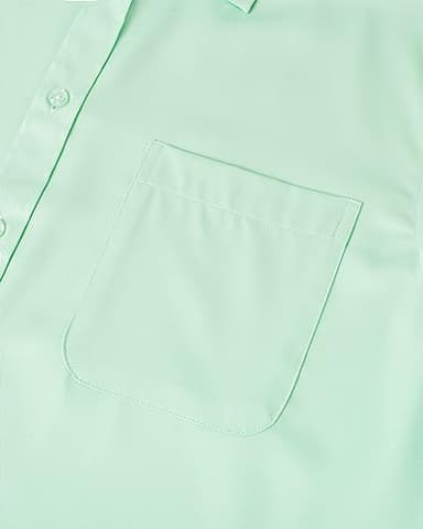 Alimens & Gentle Mens Short Sleeve Dress Shirts Wrinkle Free Solid Casual Button Down Shirts with Pocket, Light Green, Large - Image 4