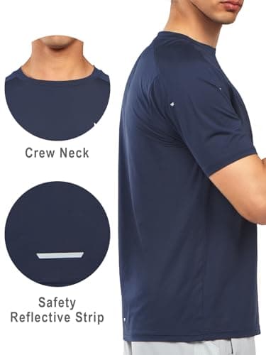 NORTHYARD Men's Athletic Running T-Shirts Quick Dry Workout Shirts Short-Sleeve Sports Gym Tee Tops Performance Activewear Navy 2XL - Image 3