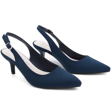 Greatonu Womens Buckle Strap Sexy Kitten Heels Dress Navy Pumps Size 7 - Image 3