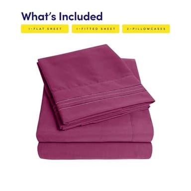 1500 Supreme Collection Queen Sheet Sets Berry Purple - Luxury Hotel Bed Sheets and Pillowcase Set for Queen Mattress - Extra Soft, Elastic Corner Straps, Deep Pocket Sheets, Queen Berry Purple - Image 3