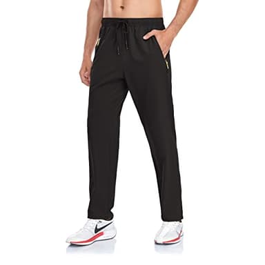 Rapoo Hiking Pants Men Men's Casual Workout Athletic Sweatpants Joggers Pants Elastic Waist Jogging Running Pants for Men with Zipper Pockets 05 Black 3XL - Image 3