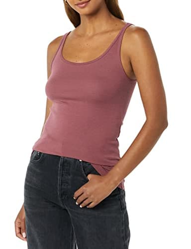 Amazon Essentials Women's Slim-Fit Thin Strap Tank Top, Pack of 2, Black/Plum, XX-Large - Image 6