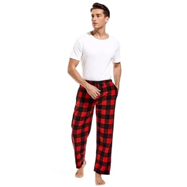 DG Hill Pajama Pants Mens - PJ Bottoms Fleece Lounge Pants Sleepwear - Plaid PJs with Pockets Microfleece Sleep Pant for Winter - Image 6