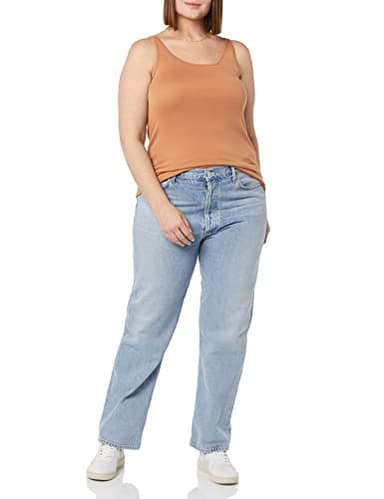 Amazon Essentials Women's Slim-Fit Thin Strap Tank Top, Pack of 2, Brick Red/Brown, X-Large - Image 5