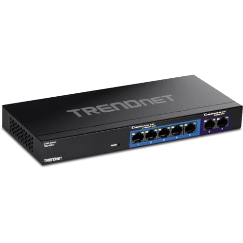 TRENDnet 7-Port Multi-Gig Gaming Switch, TEG-S327, 5 x 1G RJ-45 Base-T Ports, 2 x 2.5G RJ-45 Ports, 20Gbps Switching Capacity, Wall Mountable, Plug & Play, Lifetime Protection, Black - Image 1