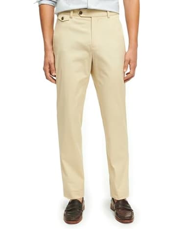 Brooks Brothers Men's Slim Fit Stretch Supima Cotton Poplin Chino Pants, Oatmeal, 40W x 34L - Image 1