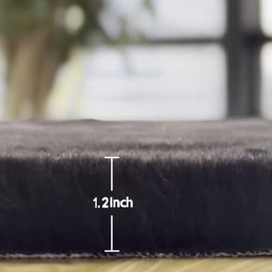 ORINOVA Black Round Rugs 8ft Machine Washable Rabbit Fur Area Rug Large Circle Rugs for Bedroom Faux Sheepskin Rug Cushion Living Room Décor - Image 2