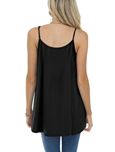 Tops for Women 2025 Trendy Loose Fit Flowy Workout Tanks Summer Shirts Spring Beach Vacation Clothes Black L - Image 5
