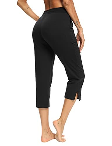 LEXISLOVE Capris for Women Casual Summer Wide Leg Crop Pants Loose Comfy Drawstring Yoga Jogger Capri Pants with Pockets Black XL - Image 4