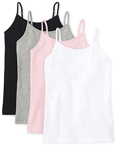 The Children's Place Girls Basic Cami, Black/Heather Gray/Shell/White 4 Pack, XX-Large - Image 1