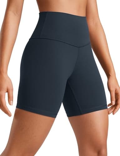 CRZ YOGA Womens ButterLuxe Biker Shorts 6 Inches - High Waisted Workout Running Volleyball Spandex Yoga True Navy X-Large - Image 1