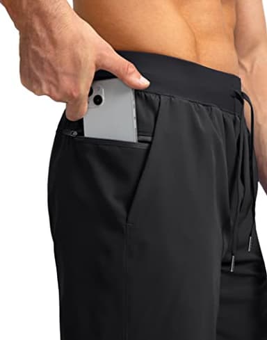 Men's Running Shorts with Zipper Pockets 7 Inch Lightweight Quick Dry Gym Athletic Workout Shorts for Men (Black, L) - Image 4