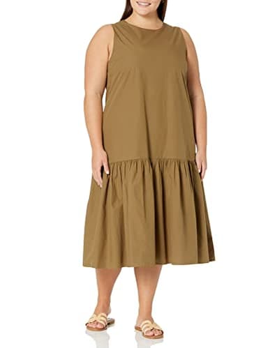 The Drop Women's Ilana Loose Sleeveless Wide-Hem Poplin Maxi Dress, Capers Olive, L - Image 5