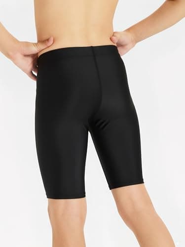 DEVOROPA Boys' Swim Jammers Youth Competitive Swim Team Suit Quick Dry Athletic Swimming Shorts UPF 50+ Black L - Image 3