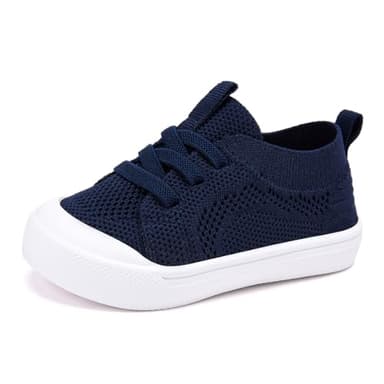 BMCiTYBM Baby Walking Sneakers Mesh Barefoot Boys Girls Breathable Shoes Tennis Outdoor Indoor Slip On 12-18 Months Toddler Navy Size 5 Toddler - Image 1