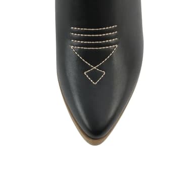 Soda “BLAZING” ~ Women Western Stitched Pointe Toe Low Heel High Top Ankle Shaft Boot Bootie (BLACK PU, us_footwear_size_system, adult, women, numeric, medium, numeric_7) - Image 5