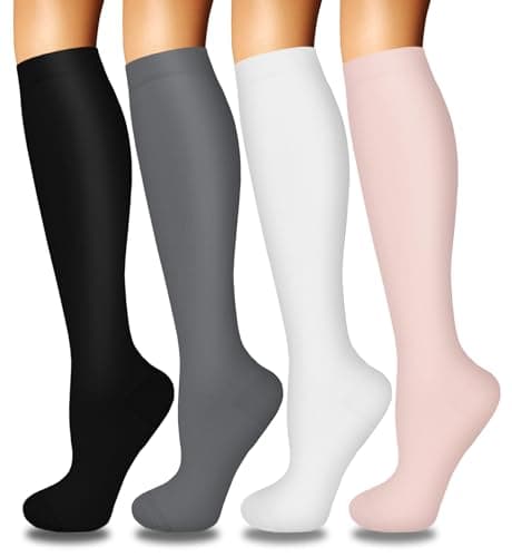 Iseasoo 4 Pairs Compression Socks for Women Circulation-Best Support for Nurses,Running,Athletic,Travel S-M - Image 1