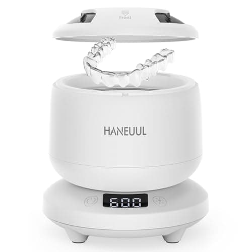 2025 Ultrasonic Retainer Cleaner for Dentures & Aligner, Durable Removable Base and Top Cover, Denture Cleaner Machine with 4 Modes for Mouth Guards, Jewelry, Rings, etc (White) - Image 1