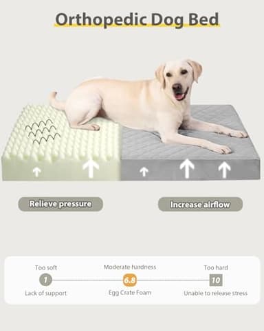 NUPIDA Orthopedic XL Dog Beds Large Sized Dog Waterproof Bed with Removable Washable Cover and Non-Slip Bottom, Quilting Pet Mattress for Crate, 41x27 Inch, Light Gray - Image 4