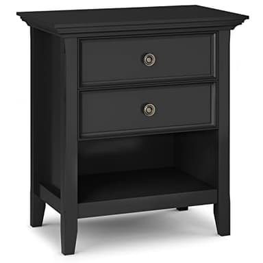 SIMPLIHOME Amherst SOLID WOOD 24 Inch Wide Traditional Bedside Nightstand Table in Black, For the Living Room and Bedroom - Image 1