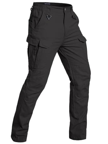 NAVEKULL Men's Tactical Pants Lightweight Stretch Flex Work Pants Cotton Relaxed Fit Cargo Pants Multi Pocket EDC Utility Construction Pants Military Combat Trousers Outdoor Hiking Pants Black - Image 1