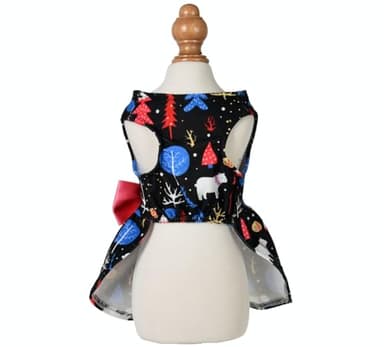 MSNFOASM Dog Christmas Dress,Short Velvet Dog Winter Outfit,Small Dogs Girl Winter Apparel, Cat Clothes(Romantic Fantasy M) - Image 2