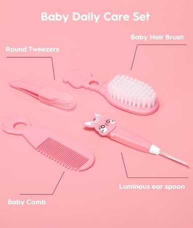 Baby Healthcare and Grooming Kit, Safety Newborn Nursery Baby Care Kit, with Hair Brush Comb, Nail Clipper, Thermometer, Pacifier Clip, Baby Registry Search, Baby Girl Boy Newborn Essentials - Image 2