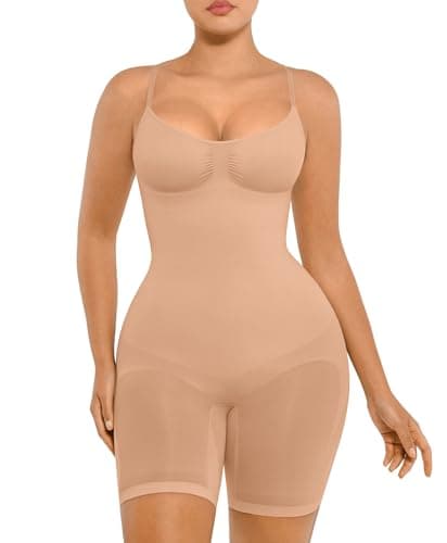 FeelinGirl Shapewear Bodysuit for Women Tummy Control Faja Shaper Seamless Hip Enhancer Thigh Slimmer Body Shaper Nude M/L - Image 1
