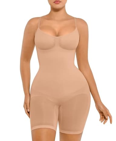 FeelinGirl Shapewear Bodysuit for Women Tummy Control Faja Shaper Seamless Hip Enhancer Thigh Slimmer Body Shaper Nude M/L - Image 1