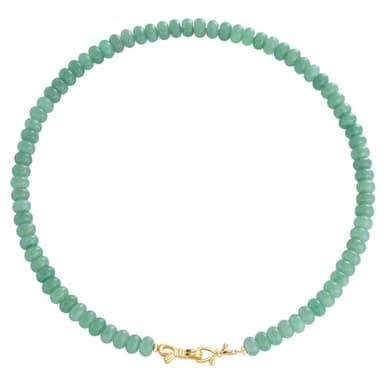 Green Aventurine Gemstone Beaded Choker Necklace for Women 14K Gold Bow Birthstone Beads Chokers - Image 1