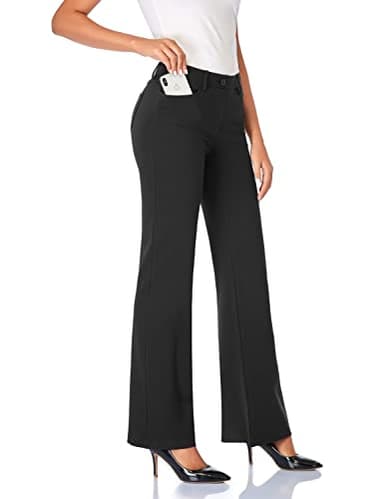 Tapata Women's 28''/30''/32''/34'' Stretchy Bootcut Dress Pants with Pockets Tall, Petite, Regular for Office Work Business 30", Black, L - Image 1