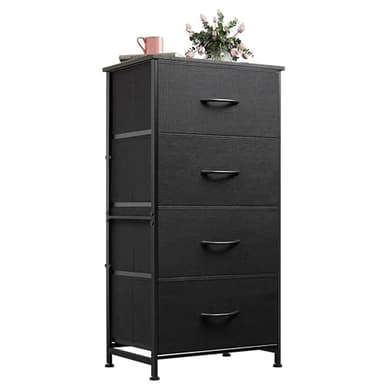 WLIVE Dresser with 4 Drawers, Fabric Storage Tower, Organizer Unit for Bedroom, Hallway, Entryway, Closets, Sturdy Steel Frame, Wood Top, Easy Pull Handle, Charcoal Black - Image 1