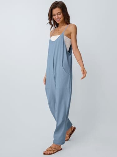 AUTOMET Jumpsuits for Women Casual Summer Outfits Rompers Comfy Beach Vacation Trendy Overalls Jumpers Fashion Clothes 2025 LightBlue L - Image 3