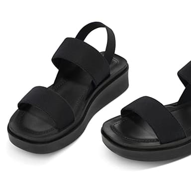 mysoft Women's Platform Wedges Sandals Slingback Lightweight Elastic Ankle Strap Low Wedges Walking Sandals Comfortable Slip On Casual Shoes - Image 3