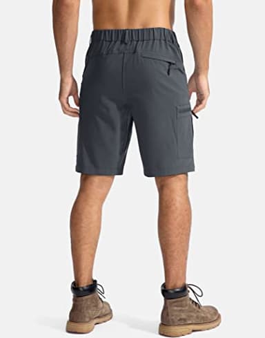 Pudolla Men's Hiking Cargo Shorts 9" Lightweight Outdoor Work Shorts for Men Travel Golf Camping Casual with 5 Zipper Pockets(Deep Grey Large) - Image 3