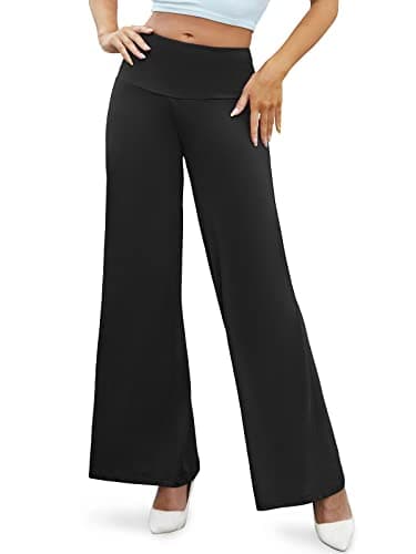 Arolina Women's Stretchy Wide Leg Palazzo Lounge Pants Casual Comfy High Waist Palazzo Pants Black - Image 6