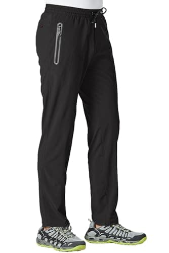 TBMPOY Men's Travel Hiking Pants Lightweight Athletic Pant Quick Dry Windbreaker Fishing Running Active Jogger Black M - Image 1
