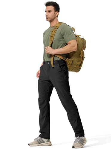FREE SOLDIER Men's Outdoor Cargo Hiking Pants with Belt Lightweight Waterproof Quick Dry Tactical Pants Nylon Spandex (Black 38W/30L) - Image 6
