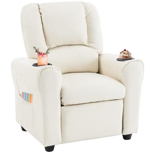 JC HOME Candy Kids Reclining Chair Leather Recliner Sofa Push Back Toddler Youth Children Child Ages 1-6 - Image 1