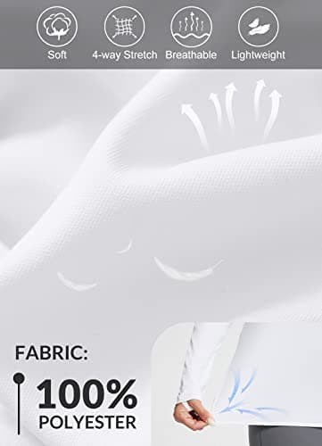 baleaf Women's Sun Shirts UPF 50+ Long Sleeve Hiking Tops Lightweight Quick Dry UV Protection Outdoor Clothing White S - Image 3