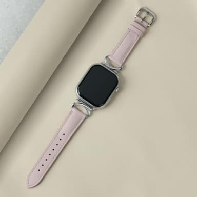 mxiixnai Leather Band Compatible with Apple Watch Bands for Women, Dressy Designer Strap with C-Shape Metal Buckle for iWatch Series 11/10/9/8/7/6/5/4/3/2/1/se(38mm 40mm 41mm 42mm,Light Purple/Silver) - Image 2