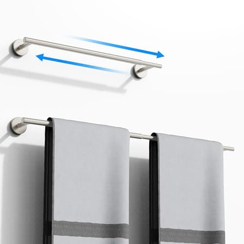 Round Bathroom Towel Bar, Stainless Steel Towel Holder Towel Rack for Bathroom Wall Mounted Towel Rod Heavy Duty Hand Towel Holder Organizer Modern Home Decor,Nickel - Image 1